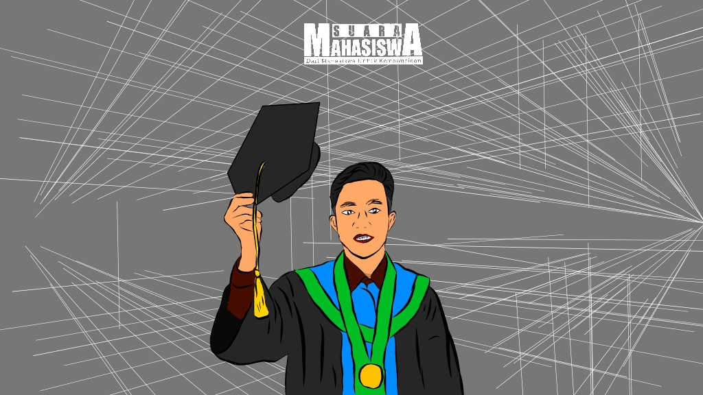 Ilustrasi mahasiswa berprestasi yang lulus dari Universitas Islam Bandung (Unisba). (Ilustrasi: Tsabit Aqdam Fidzikrillah/SM)