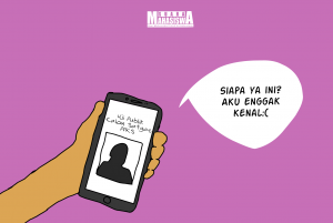 Ilustrasi orang yang kebingungan mengisi penilaian uji publik Satgas PPKS karena tidak mengenal calon anggota yang ada. (Ilustrasi: Tsabit Aqdam Fidzikrillah/SM)